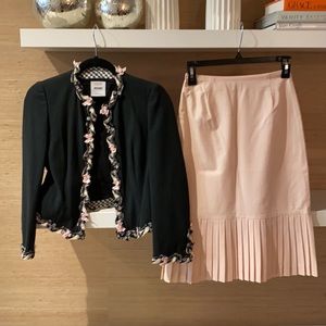 Moschino skirt suit black with blush pink size 38